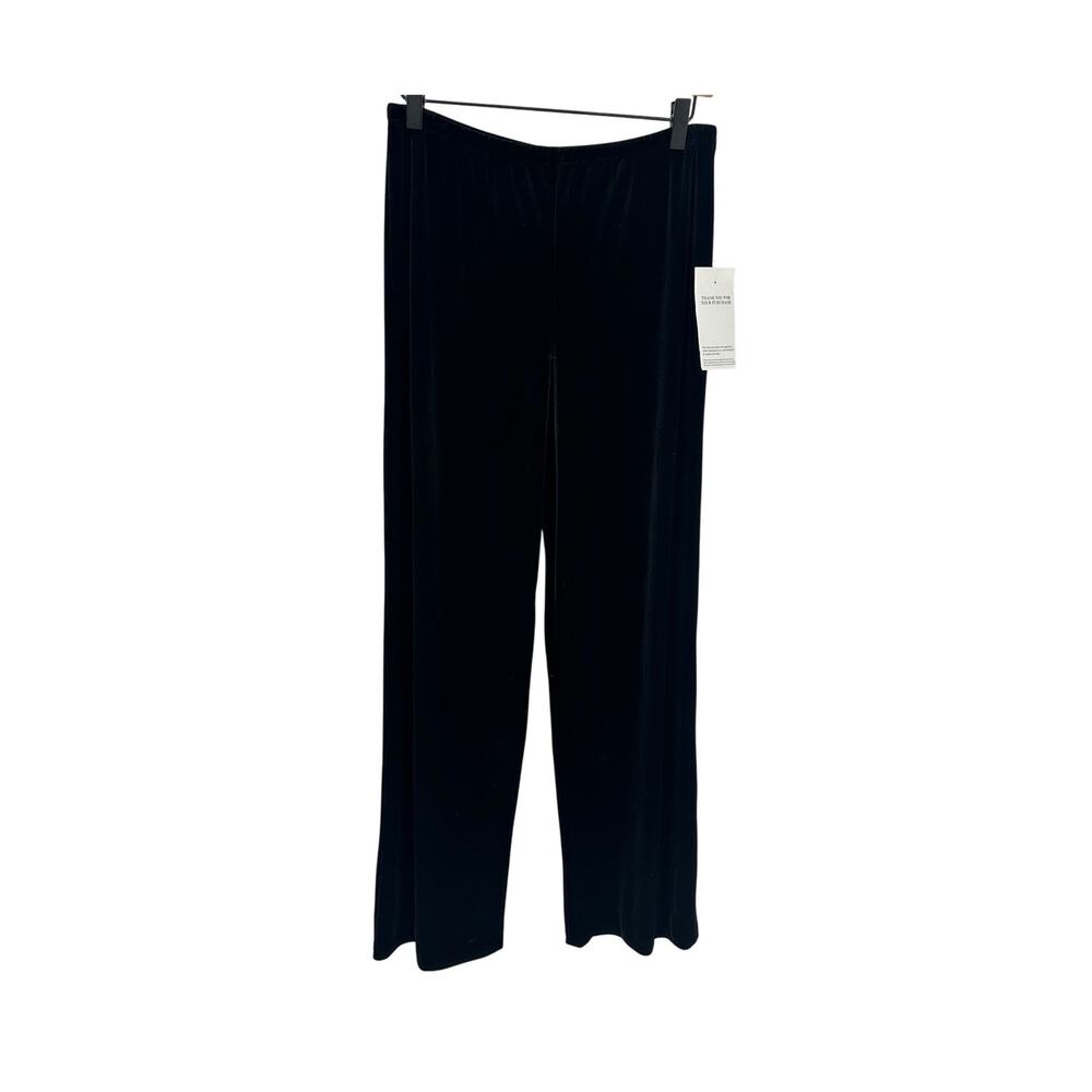 Xscape Womens M Black Velvet Dress Pants Trousers High Waist Stretch Elastic NWT